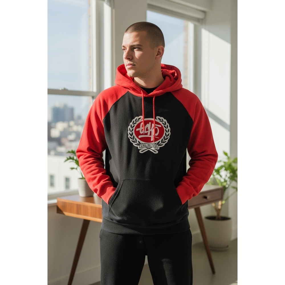 ECKO UNLIMITED Vintage Black Red Logo Graphic Hoodie Sweatshirt Mens XL